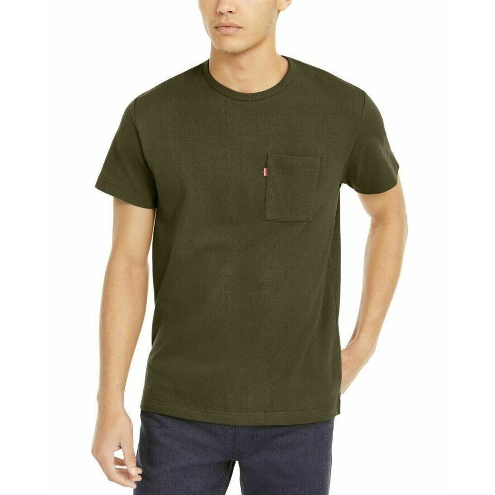 Levis Men's Olive Night RIU Short Sleeve Crewneck Front Pocket Basic T-Shirt 2XL